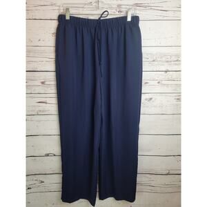 Vtg Graver Studio Navy Blue Straight Leg Drawstring Pants Women's Size Large